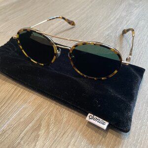 Sonix Charli Women's Sunglasses 48-22-145 Gold, Tortoise Shell Frame Green Lense